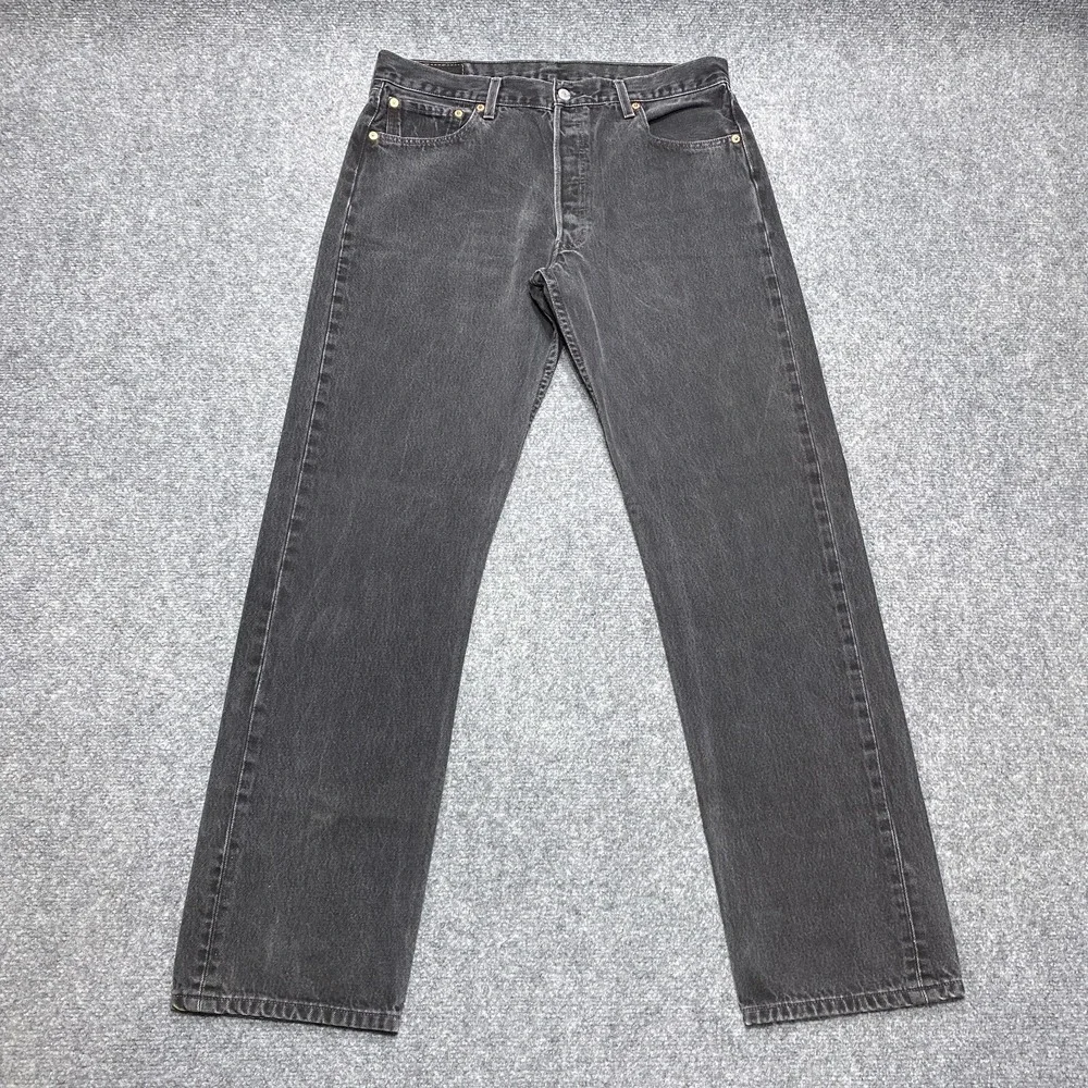 Vintage Levis Jeans Men 34x34 Black 501 Button Classic Straight Y2K Tag 36x34